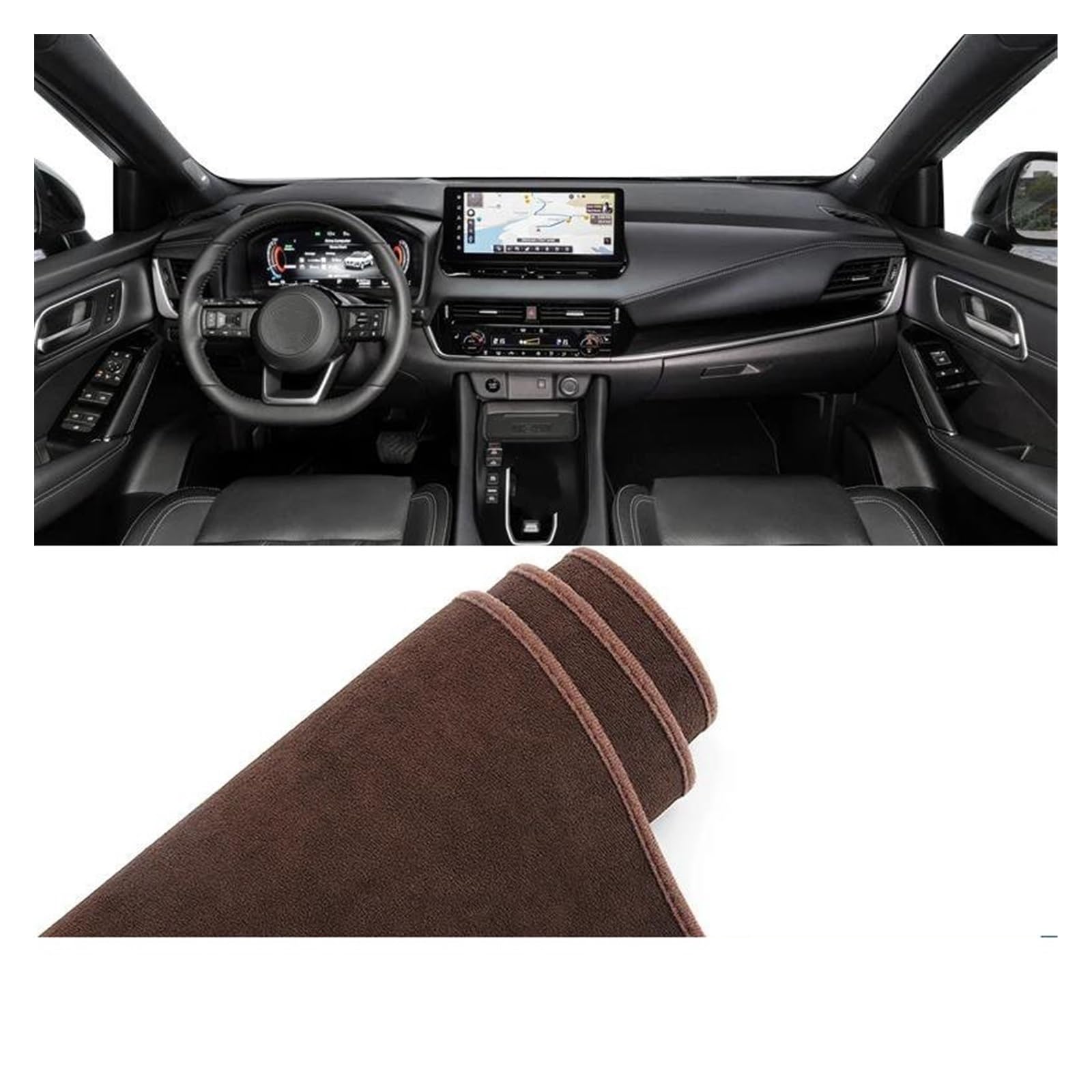 Auto Dashboard Matte Cover Für Nissan Für Qashqai 2021 2022 2023 2024 Auto-Armaturenbrett-Abdeckung, Vermeiden Sie Leichte Matte, Instrumententeppiche, rutschfeste Unterlage(B Brown LHD) von ESSUE