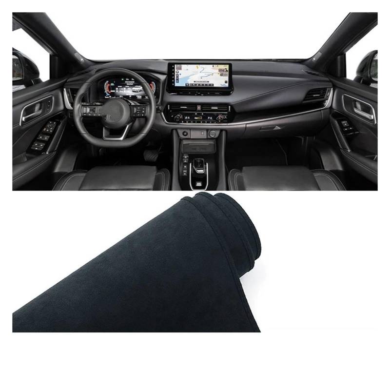 Auto Dashboard Matte Cover Für Nissan Für Qashqai 2021 2022 2023 2024 Auto Armaturenbrett Abdeckung Matte Instrument Teppiche rutschfeste Pad(B Black LHD) von ESSUE