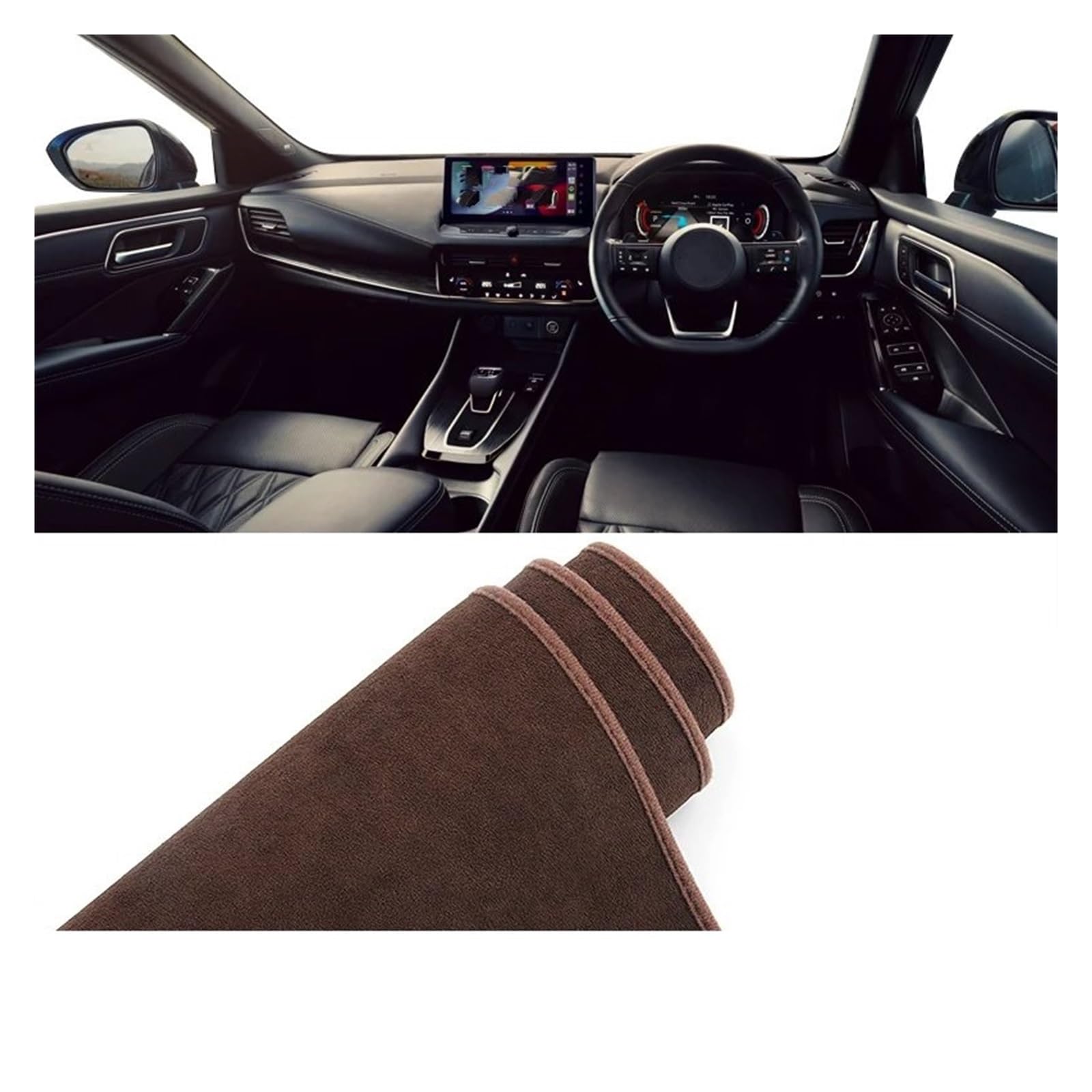 Auto Dashboard Matte Cover Für Nissan Für Qashqai 2021 2022 2023 2024 Auto Armaturenbrett Abdeckung Matte Instrument Teppiche rutschfeste Pad(B Brown RHD) von ESSUE