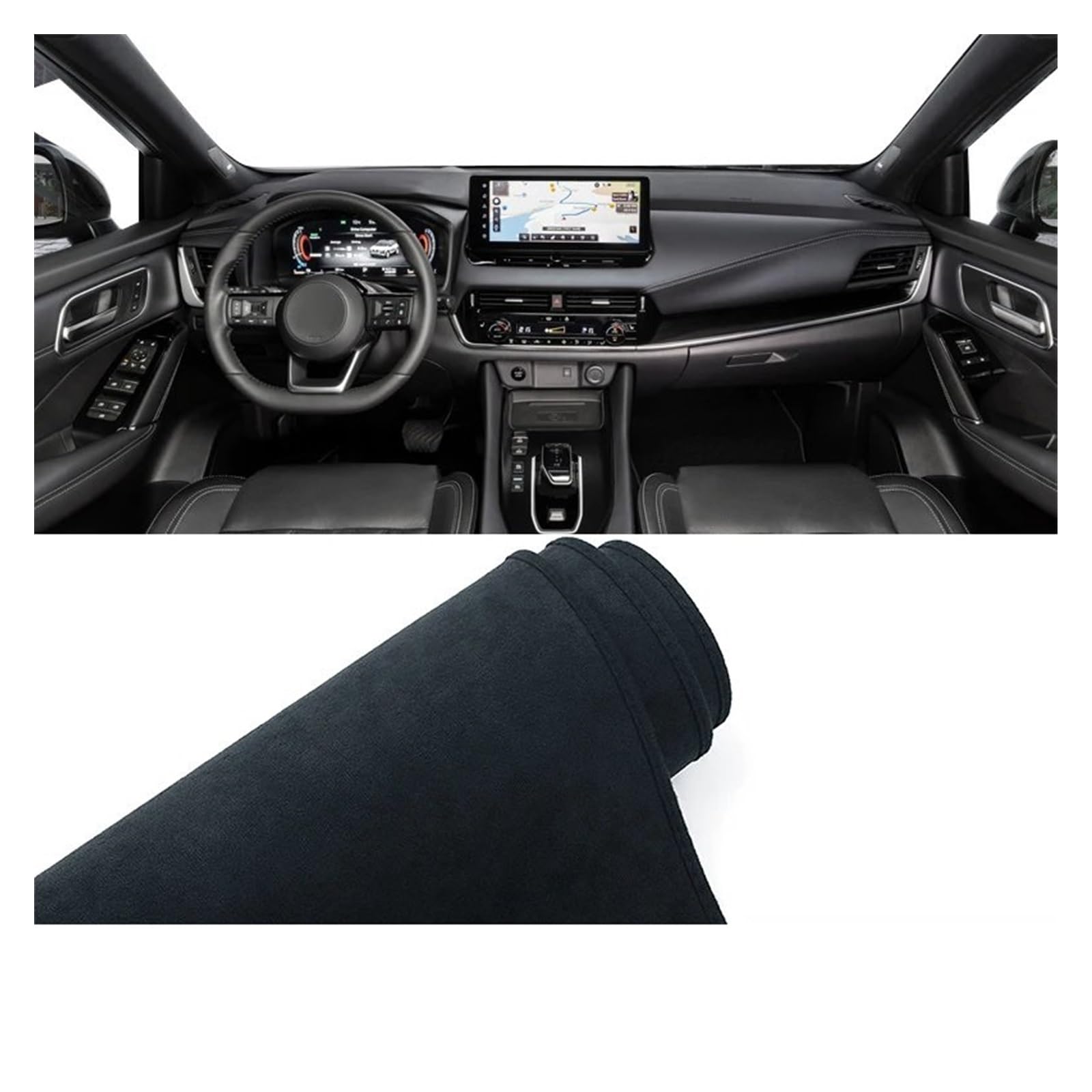 Auto Dashboard Matte Cover Für Nissan Für Qashqai 2021 2022 2023 2024 Auto-Armaturenbrett-Abdeckung Vermeiden Sie Leichte Matte Instrumententeppiche Rutschfeste Unterlage(B Black LHD) von ESSUE