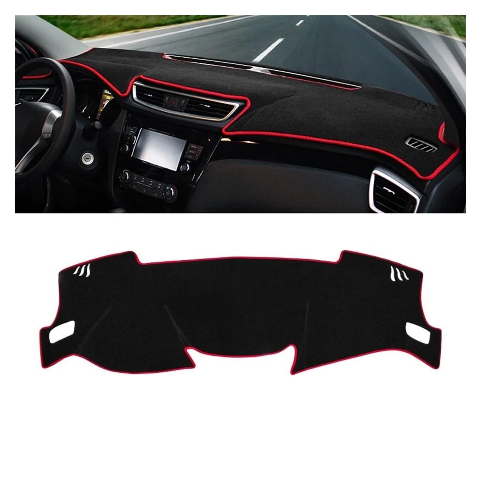 Auto Dashboard Matte Cover Für Nissan Für Qashqai Für J11 2014-2017 2018 2019 2020 Auto-Armaturenbrett Vermeiden Licht Sonnenschutz Pad Abdeckung Matte Teppiche(A LHD Red Side) von ESSUE