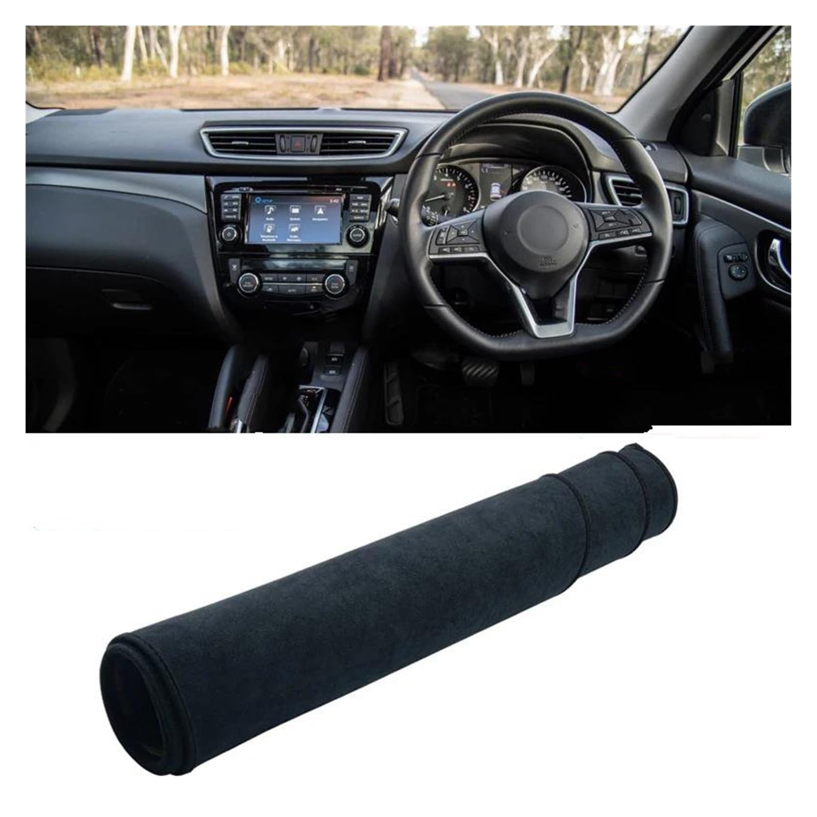 Auto Dashboard Matte Cover Für Nissan Für Qashqai Für J11 2014-2020 Auto-Armaturenbrett-Abdeckung Armaturenbrettmatte Sonnenschutz Instrumententisch rutschfeste Unterlage(B Black RHD) von ESSUE