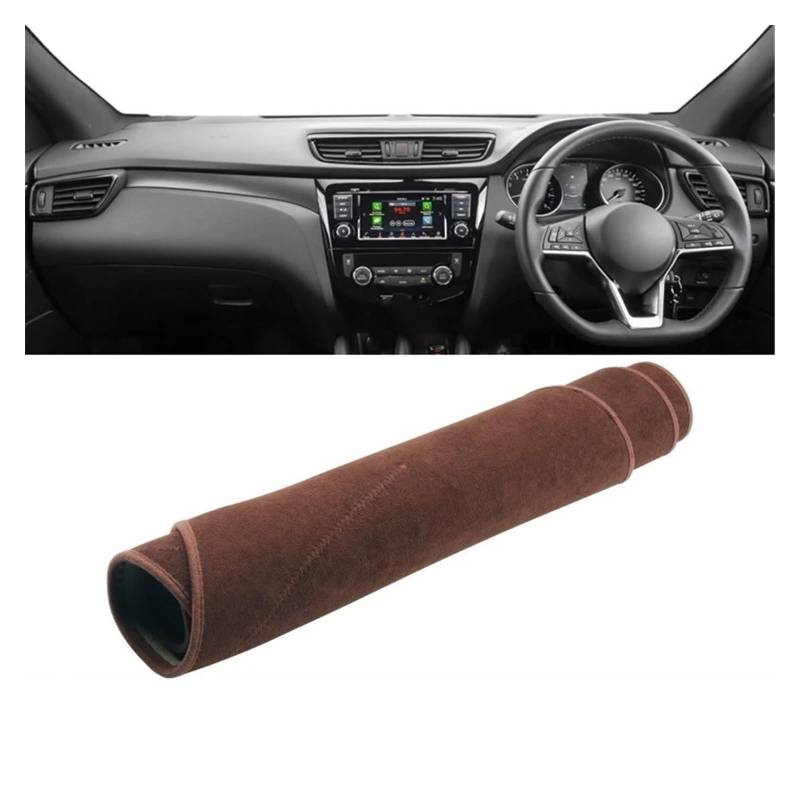 Auto Dashboard Matte Cover Für Nissan Für Qashqai J11 2014 2015 2016 2017 2018 2019 2020 Auto Armaturenbrettabdeckung Rutschfeste Matte Instrumententeppich DashMat(B RHD Brown) von ESSUE