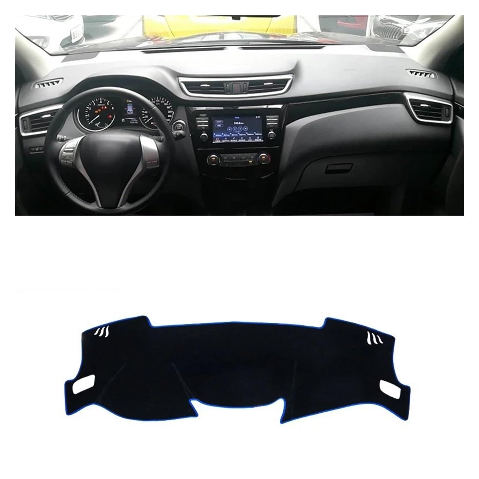 Auto Dashboard Matte Cover Für Nissan Für Qashqai J11 2014-2018 2019 2020 Auto-Armaturenbrett-Abdeckung Armaturenbrettmatte Sonnenschutz Instrumententisch rutschfeste Unterlage(A Blue Side LHD) von ESSUE