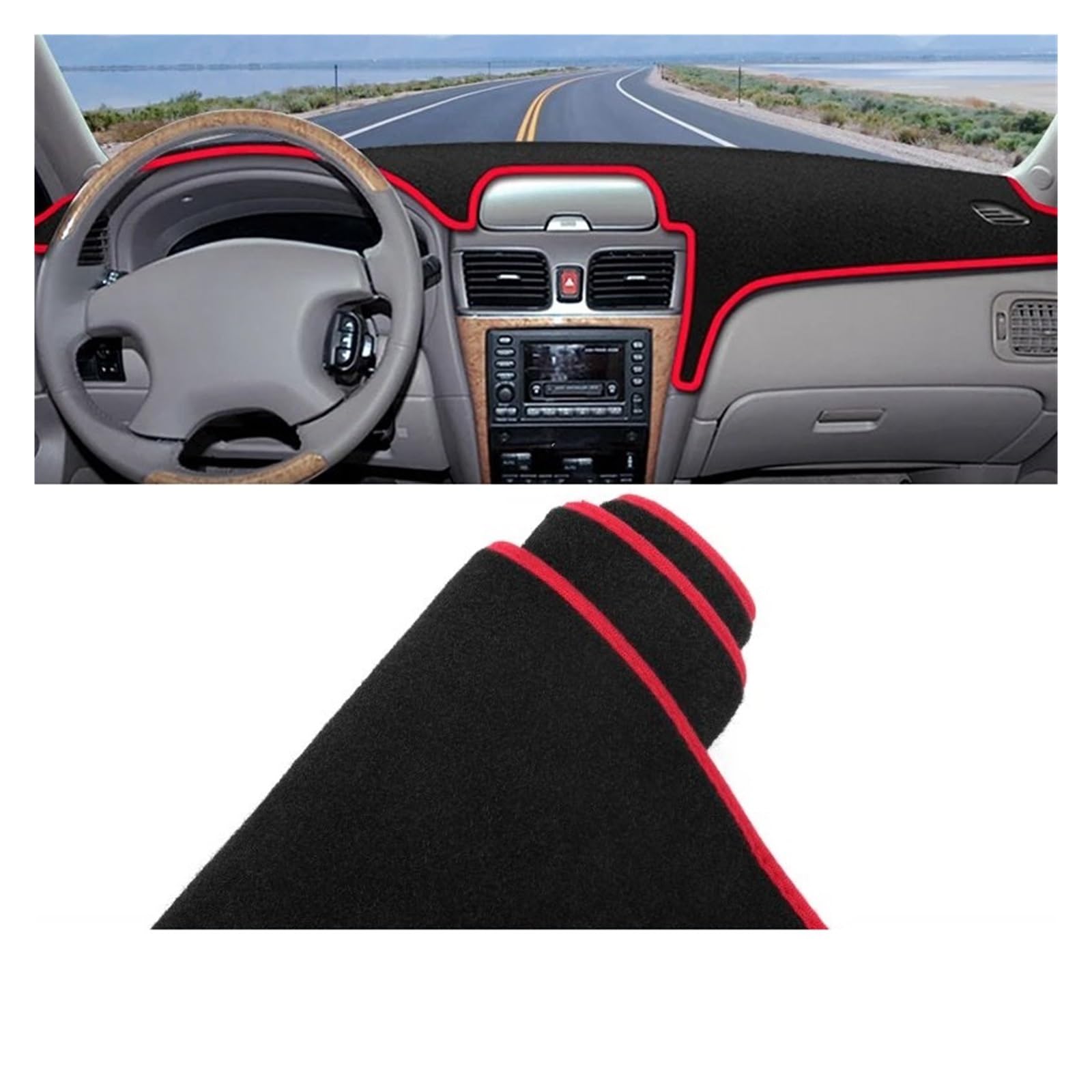 Auto Dashboard Matte Cover Für Nissan Für Sentra Für B15 2000 2001 2002 2003 2004 2005 2006 Auto Armaturenbrett Abdeckung Matte Armaturenbrett Sonnenschutz Pad(LHD Red Side) von ESSUE