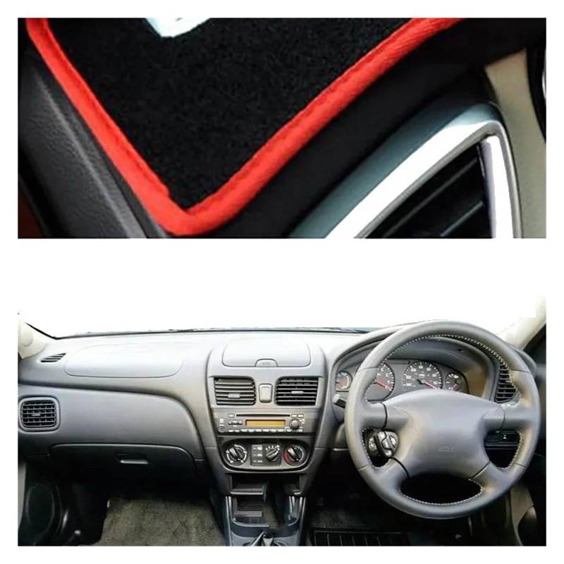 Auto Dashboard Matte Cover Für Nissan Für Sentra Für B15 2000 2001 2002 2003 2004 2005 2006 Auto Armaturenbrettabdeckung DashMat Teppichschutz Sonnenschutz(Red RHD) von ESSUE