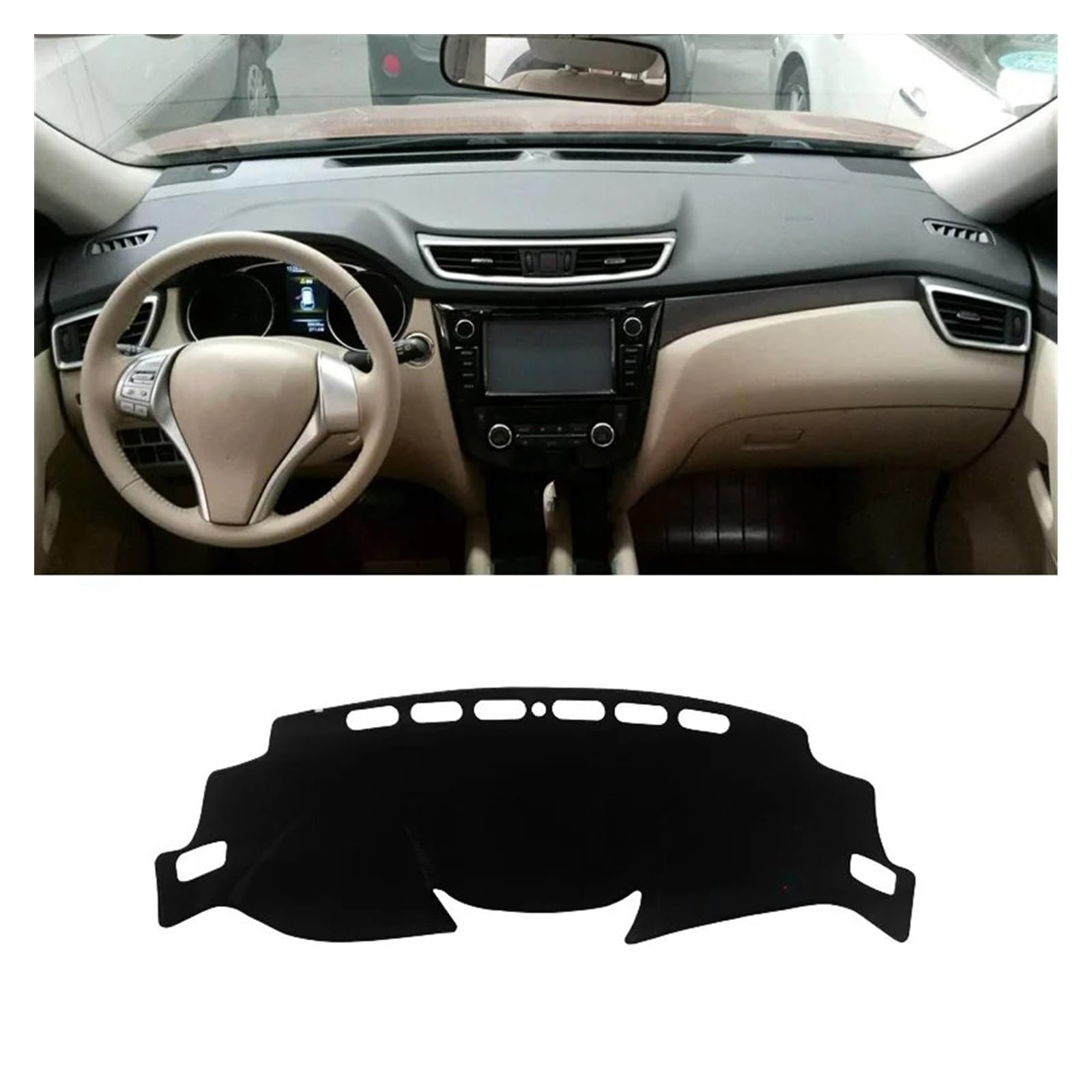 Auto Dashboard Matte Cover Für Nissan Für X-Trail Für X Trail Für T32 2014-2018 2019 2020 Auto Armaturenbrett Abdeckung Pad Instrumententafel Matte Teppiche(LHD Black Side) von ESSUE