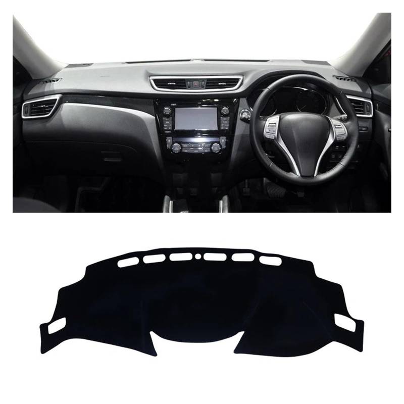 Auto Dashboard Matte Cover Für Nissan Für X-Trail Für X Trail Für T32 2014-2018 2019 2020 Auto Armaturenbrett Abdeckung Pad Instrumententafel Matte Teppiche(RHD Black Side) von ESSUE