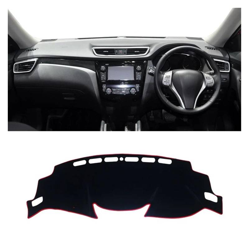 Auto Dashboard Matte Cover Für Nissan Für X-Trail Für X Trail Für T32 2014-2018 2019 2020 Auto Armaturenbrett Abdeckung Pad Instrumententafel Matte Teppiche(RHD Red Side) von ESSUE