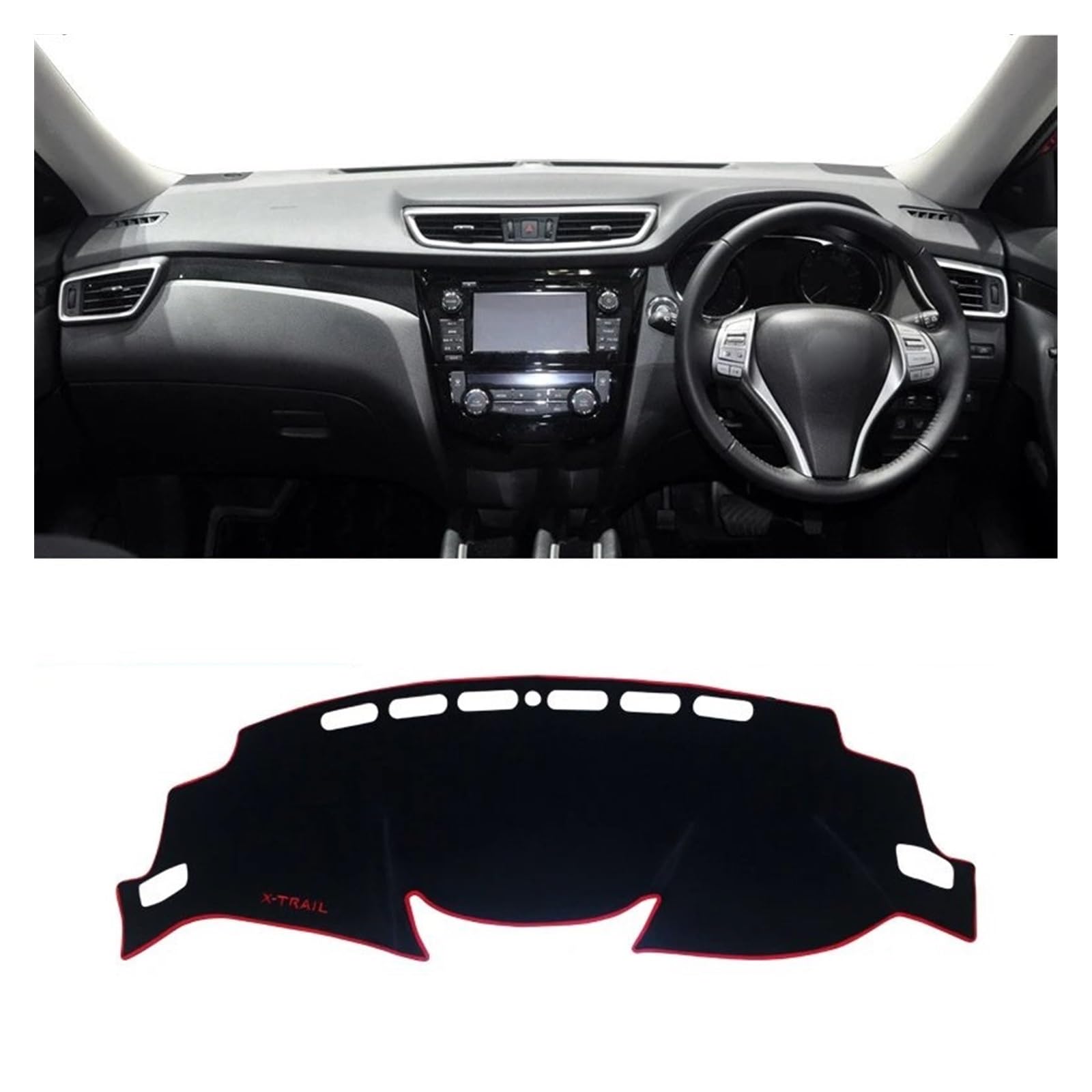 Auto Dashboard Matte Cover Für Nissan Für X-Trail Für X Trail Für Xtrail Für T32 2014-2020 Auto-Armaturenbrett-Abdeckung Armaturenbrettmatte Sonnenschutz Rutschfeste Unterlage(A Red Side RHD) von ESSUE