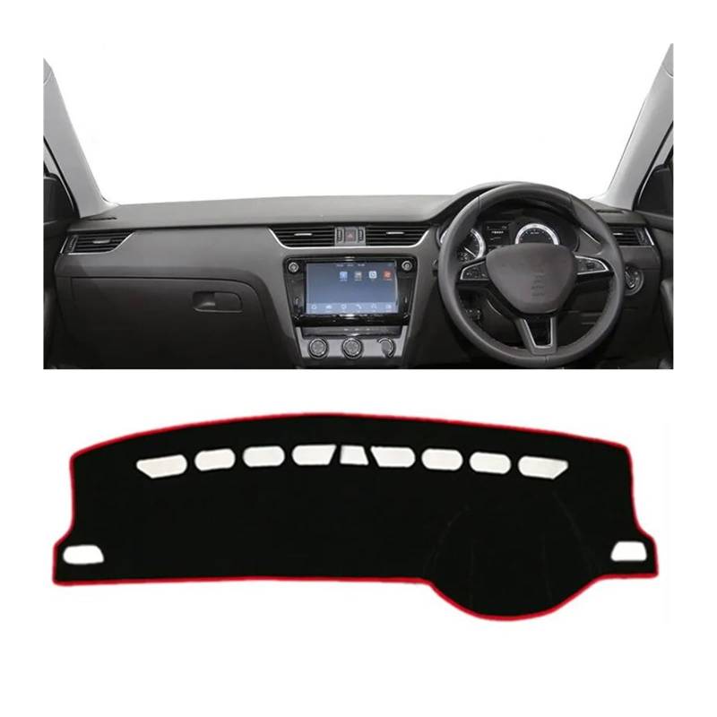 Auto Dashboard Matte Cover Für Octavia Für A7 2015 2016 2017 2018 2019 Auto Dashmat Dashboard Abdeckung Matte Pad Anti-Uv Sonnenschutz Schutz Kissen Teppich(Rot,RHD) von ESSUE