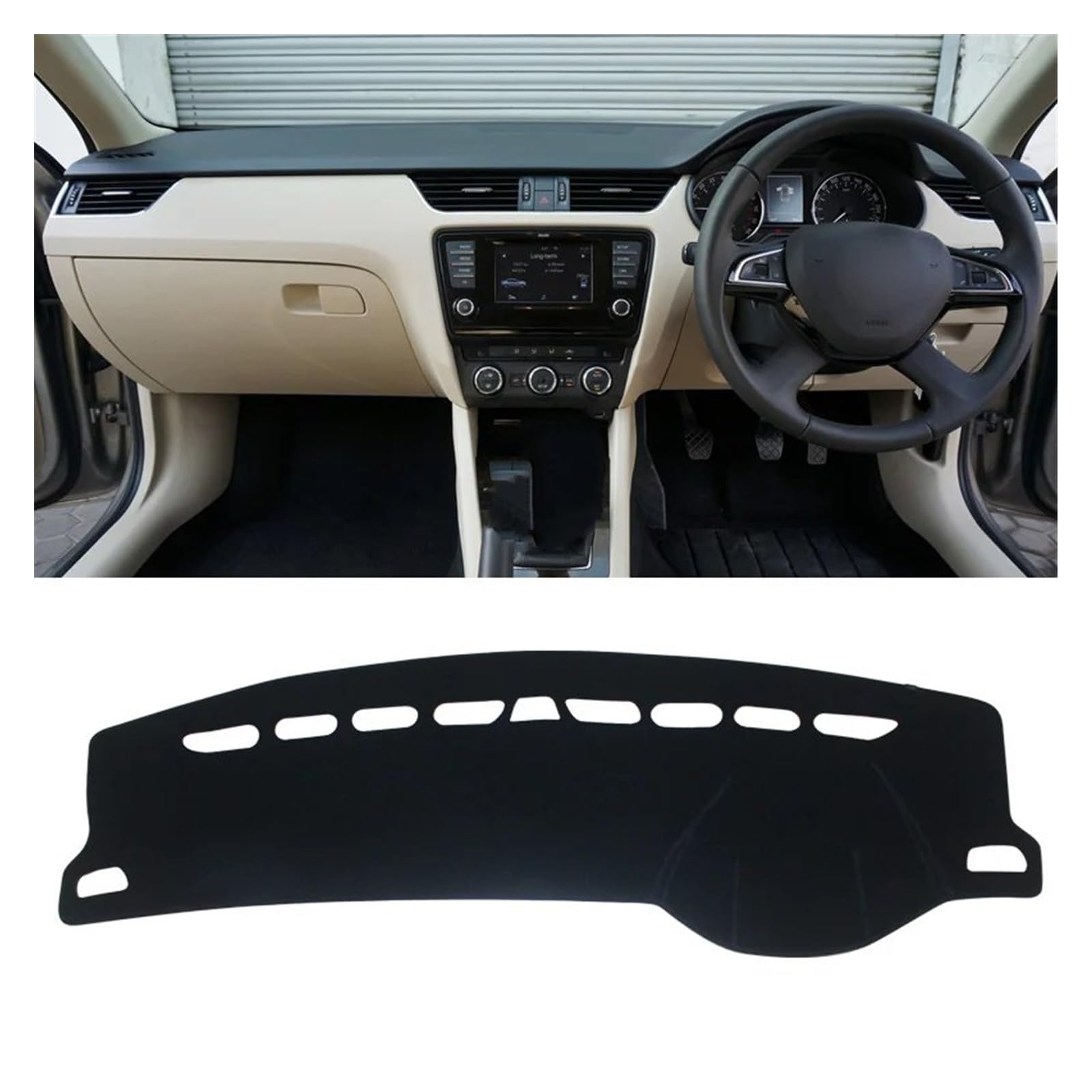 Auto Dashboard Matte Cover Für Octavia Für A7 Für MK3 Für 5E 2015 2016 2017 2018 2019 2020 Auto Armaturenbrett Abdeckung Vermeiden Sie Licht Pad Teppiche Matte(Black border RHD) von ESSUE