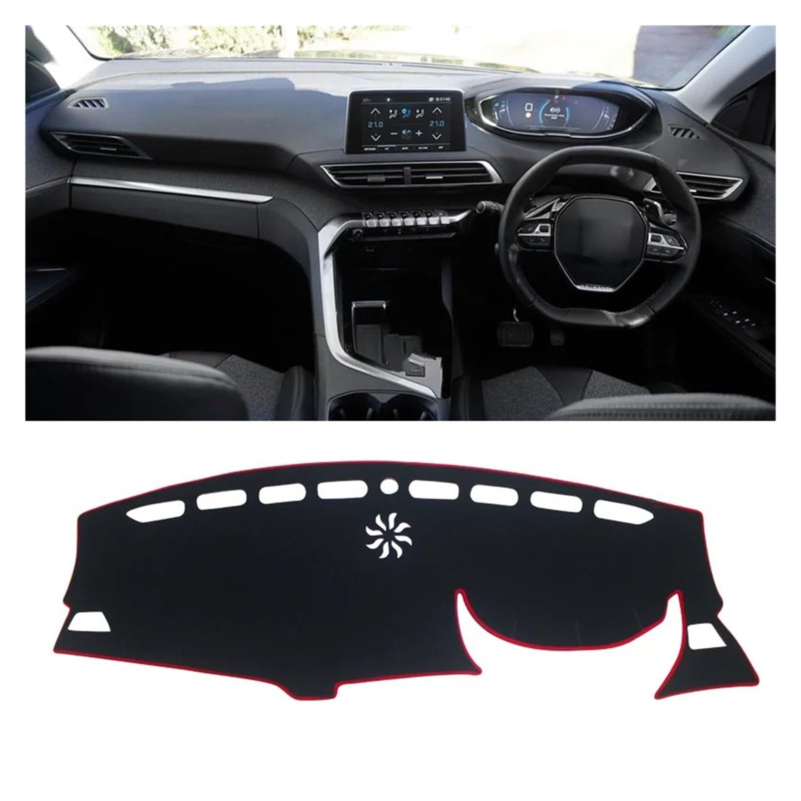 Auto Dashboard Matte Cover Für Peugeot 3008 5008 Für GT Für Hybrid 2016 2017 2018 2019 2020 2021 2022 2023 Auto Armaturenbrett Matte Sonnenschutz Abdeckung Pad(RHD Red Side) von ESSUE