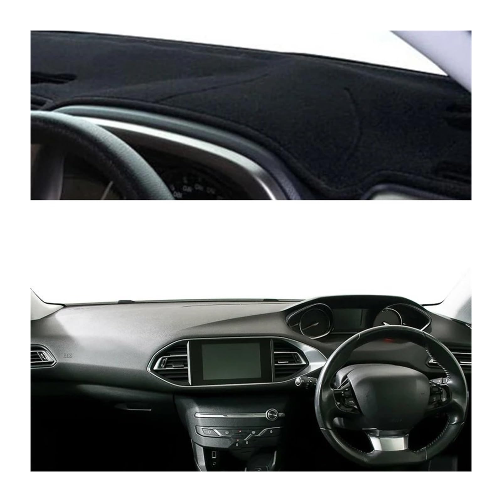 Auto Dashboard Matte Cover Für Peugeot 308 Für 308SW Für 308GTI Für T9 2014-2020 Auto-Armaturenbrett-Abdeckung, Armaturenbrett-Teppich Sonnenschutz Dashmat Teppichkissen(Black RHD) von ESSUE