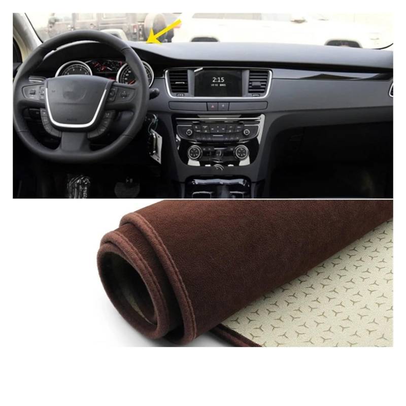 Auto Dashboard Matte Cover Für Peugeot 508 2010 2011 2012 2013 2014 2015 2016 2017 2018 Auto Dashboard Abdeckung Matten Sonnenschutz Teppiche Fall(B No HUD Brown) von ESSUE