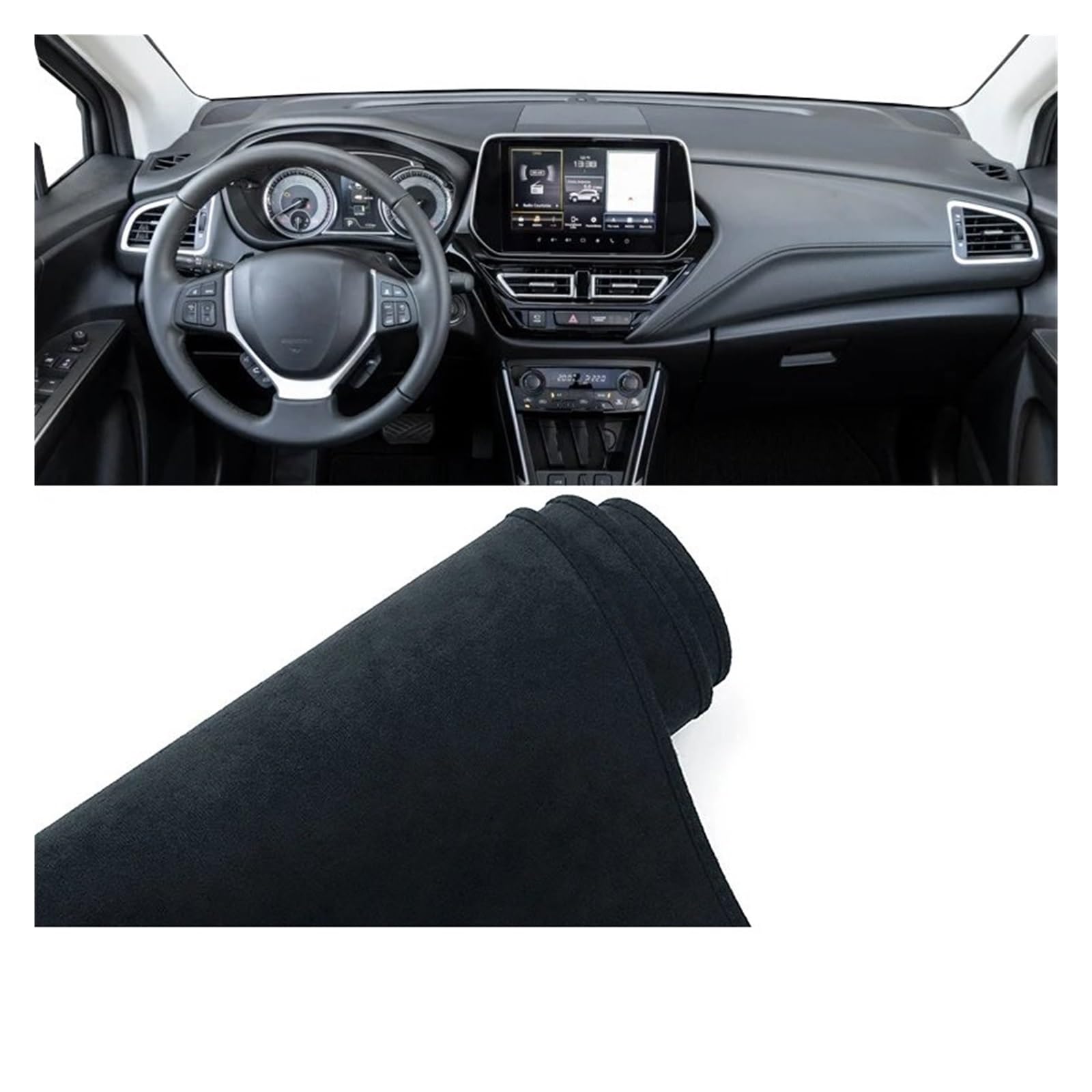 Auto Dashboard Matte Cover Für Suzuki Für S-Cross Für MK3 2022 2023 2024 Auto-Armaturenbrett-Abdeckungsmatte Armaturenbrett Sonnenschutz Rutschfester Pad-Schutz(B LHD Black) von ESSUE