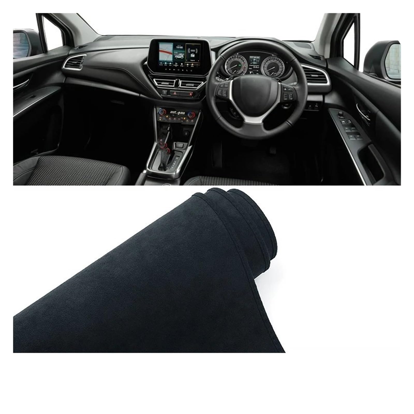 Auto Dashboard Matte Cover Für Suzuki Für S-Cross Für MK3 2022 2023 2024 Auto-Armaturenbrett-Abdeckungsmatte Armaturenbrett Sonnenschutz Rutschfester Pad-Schutz(B RHD Black) von ESSUE