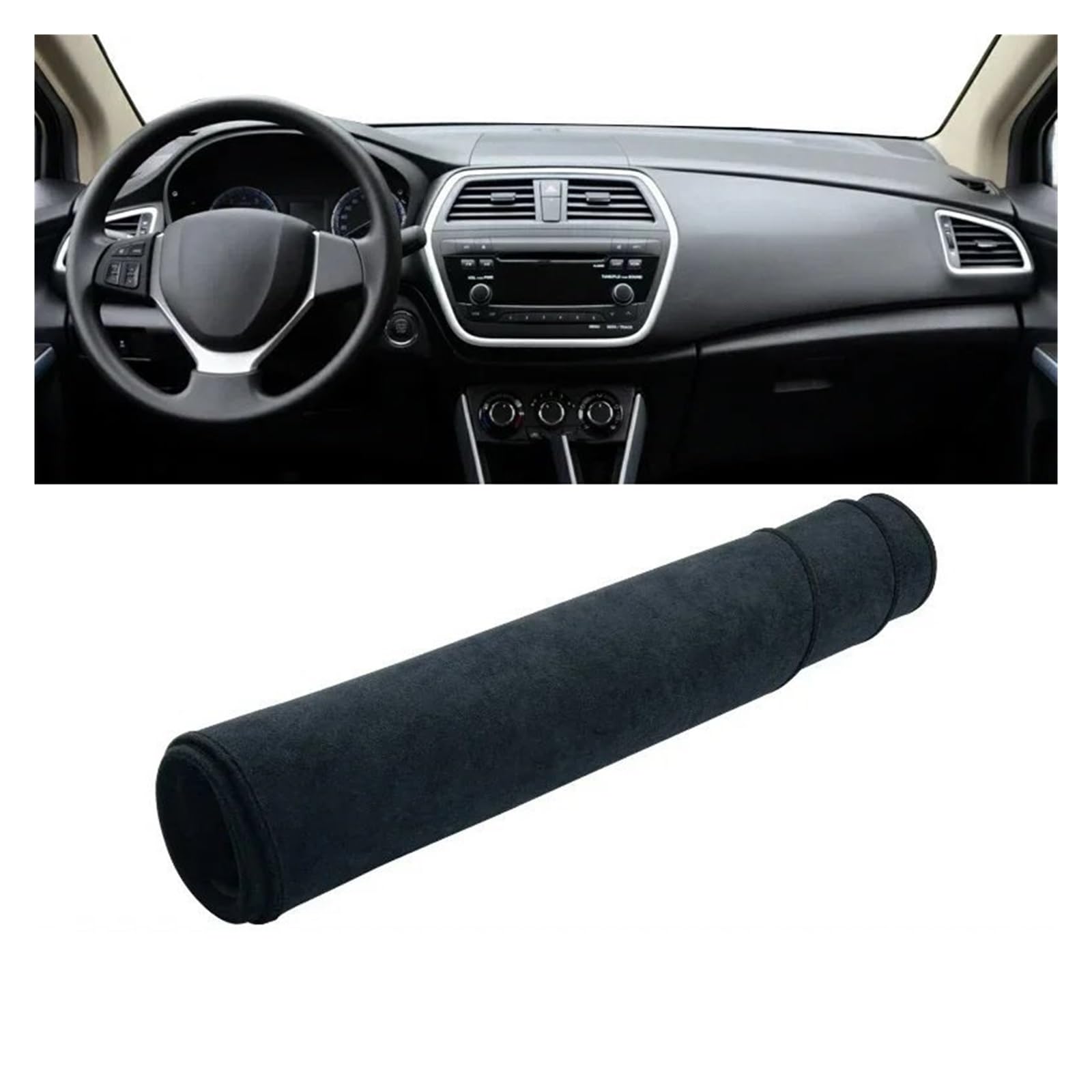 Auto Dashboard Matte Cover Für Suzuki Für SX4 Für S-Cross 2013-2015 2016 2017 2018 2019 2020 Für SX4 Für Scross Auto Armaturenbrettabdeckung Armaturenbrett Sonnenschutzmatte(B LHD Black) von ESSUE