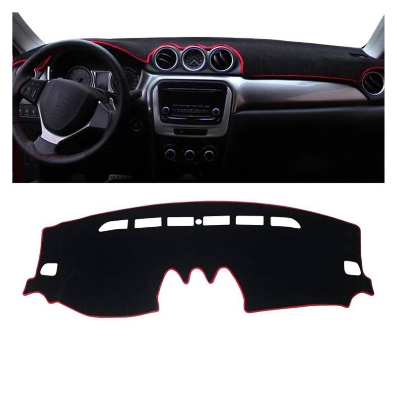 Auto Dashboard Matte Cover Für Suzuki Für Vitara Für LY Für Hybrid 2015 2016-2020 2021 2022 Auto Armaturenbrett Abdeckung Matte Sonnenschutz Pad Instrumententafel Teppiche(A LHD Red Side) von ESSUE