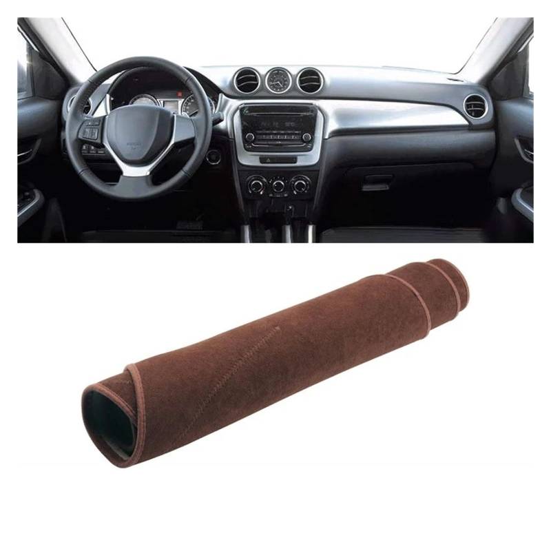 Auto Dashboard Matte Cover Für Suzuki Für Vitara Für LY Für Hybrid 2015 2016-2022 Auto Armaturenbrett Abdeckung Matte Sonnenschutz Pad Instrumententafel Teppiche(B LHD Brown) von ESSUE