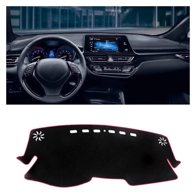 Auto Dashboard Matte Cover Für Toyota Für C-HR Für CHR Für C HR Für CH R 2016-2019 2020 2021 2022 2023 Auto-Armaturenbrett-Abdeckung Armaturenbrettmatte Sonnenschutzpad(A Red Side LHD) von ESSUE