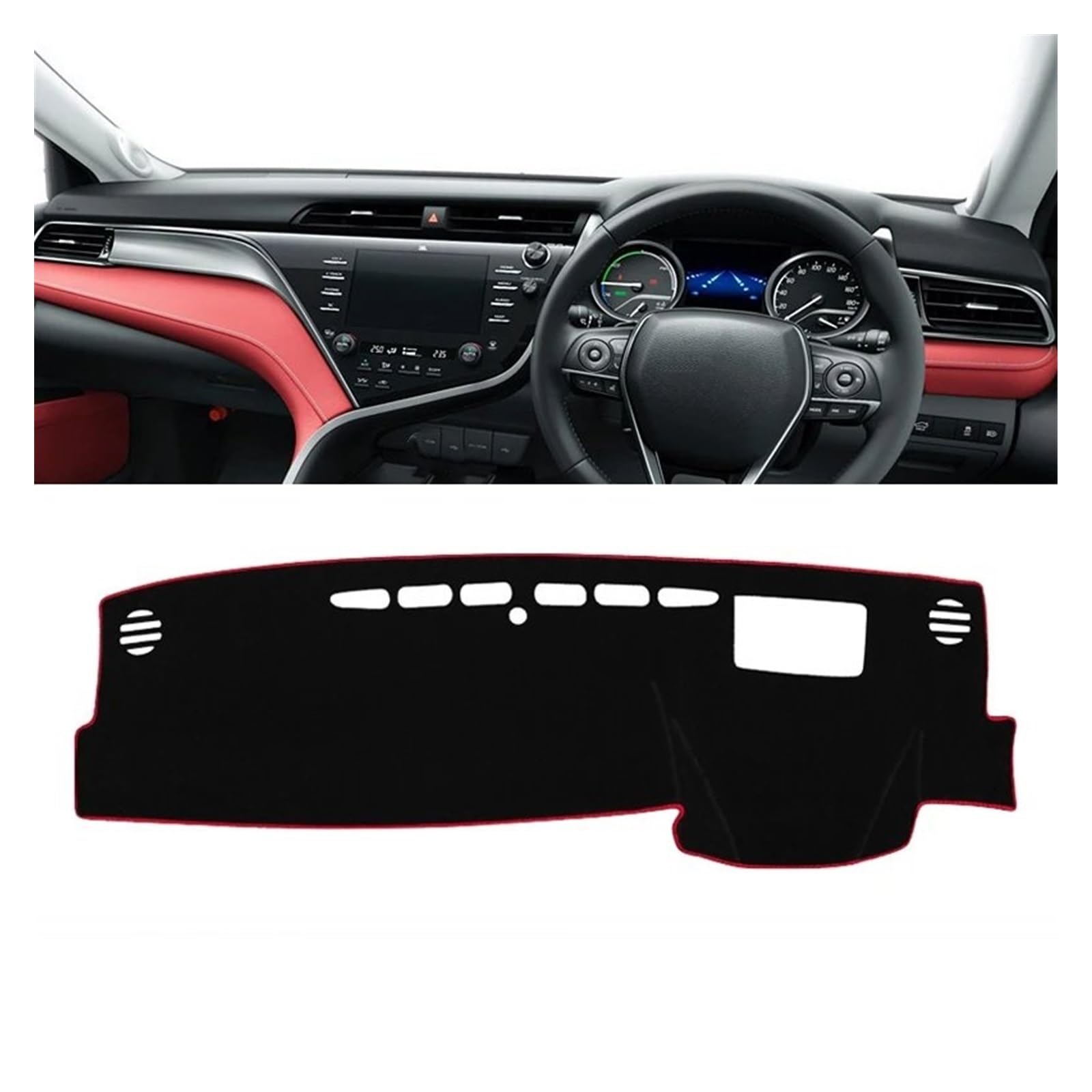 Auto Dashboard Matte Cover Für Toyota Für Camry Für XV70 2018 2019 2020 2021-2024 Für Camry 70 Für Hybridauto-Armaturenbrettabdeckung Armaturenbrettmatte Sonnenschutzpad(A RHD Red Side) von ESSUE