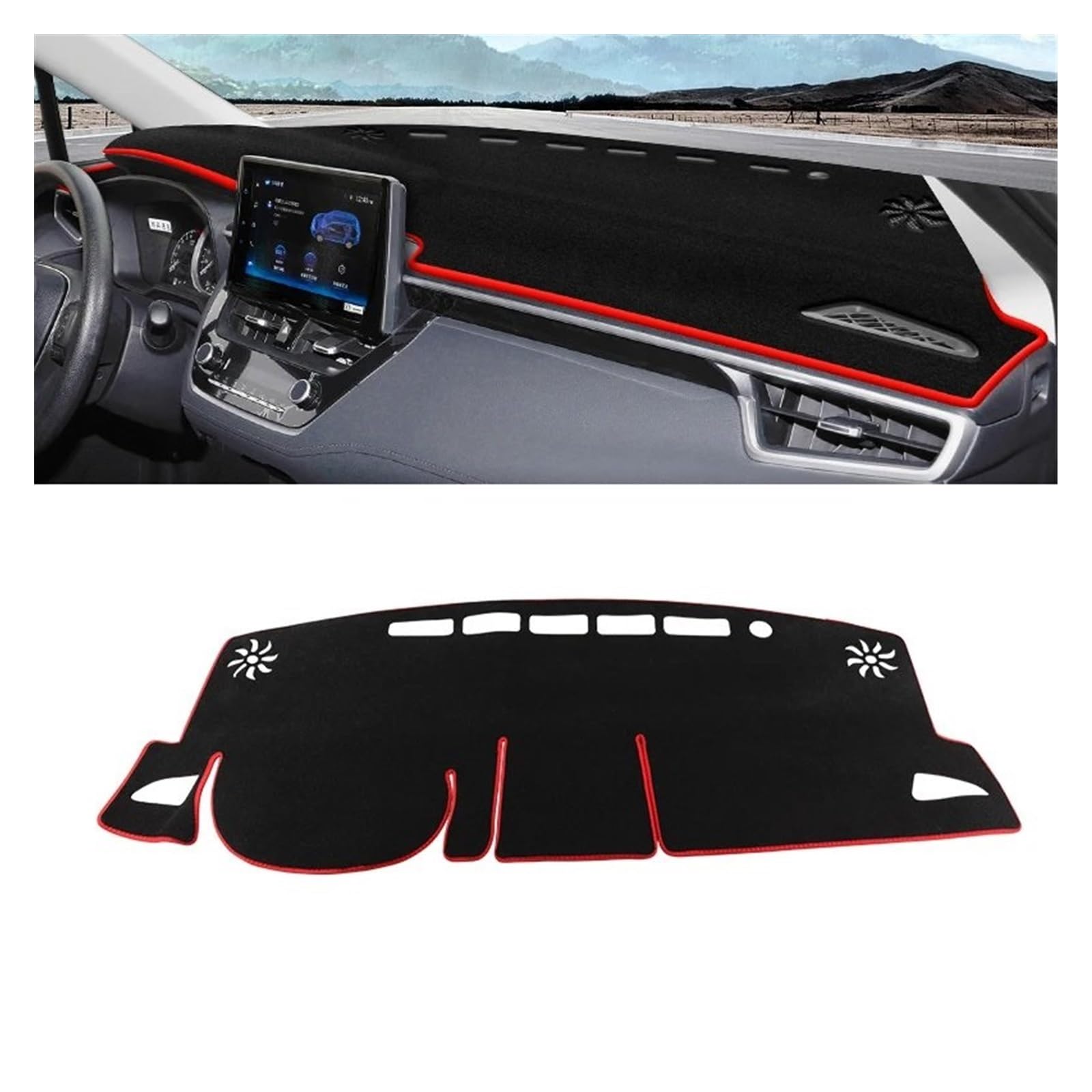 Auto Dashboard Matte Cover Für Toyota Für Corolla Für Cross Für XG10 21-24 Für Hybridauto-Armaturenbrettabdeckung Sonnenschutz Vermeiden Sie Lichtmatte rutschfeste Unterlage(A Red Side LHD) von ESSUE