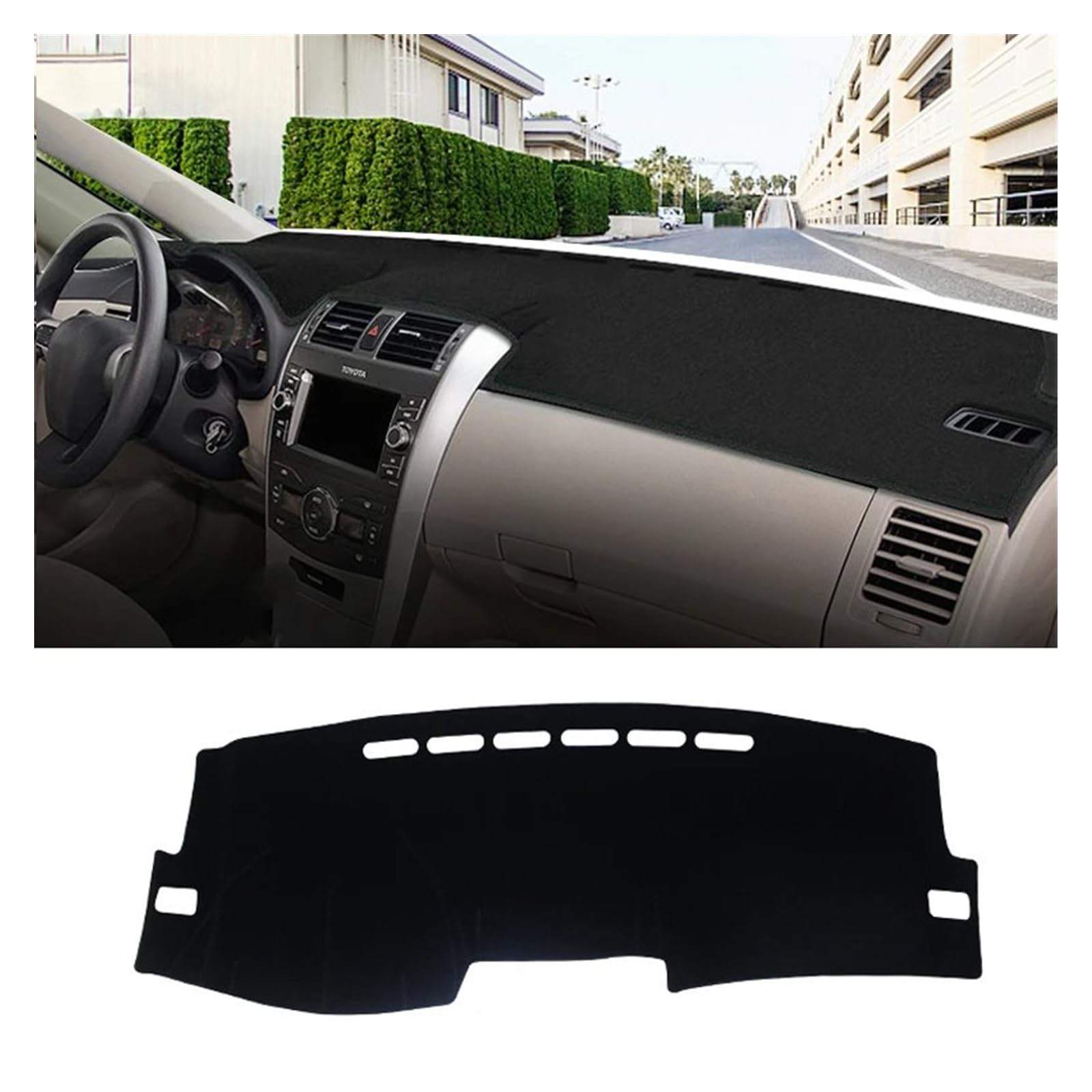 Auto Dashboard Matte Cover Für Toyota Für Corolla Für E140 Für E150 2006-2010 2011 2012 2013 Auto Armaturenbrett Abdeckung Matte Vermeiden Licht Pad Fall Teppich(LHD Black) von ESSUE