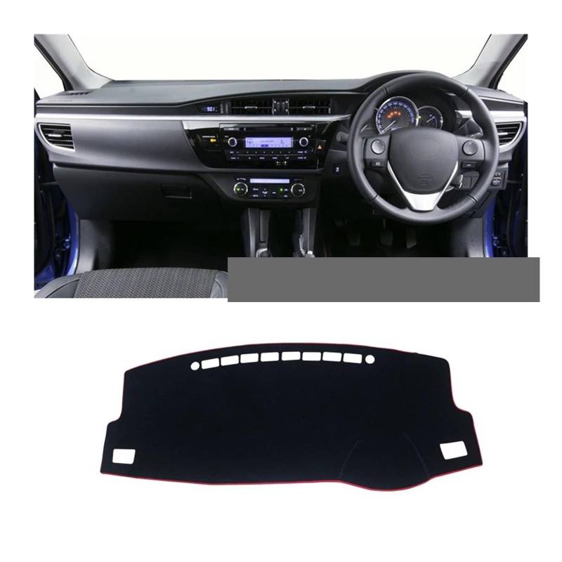 Auto Dashboard Matte Cover Für Toyota Für Corolla Für E180 2014-2018 Auto Armaturenbrett-Abdeckungsmatte Sonnenschutzpolster rutschfeste Pads Armaturenbrettmatte(Front Red Side RHD) von ESSUE