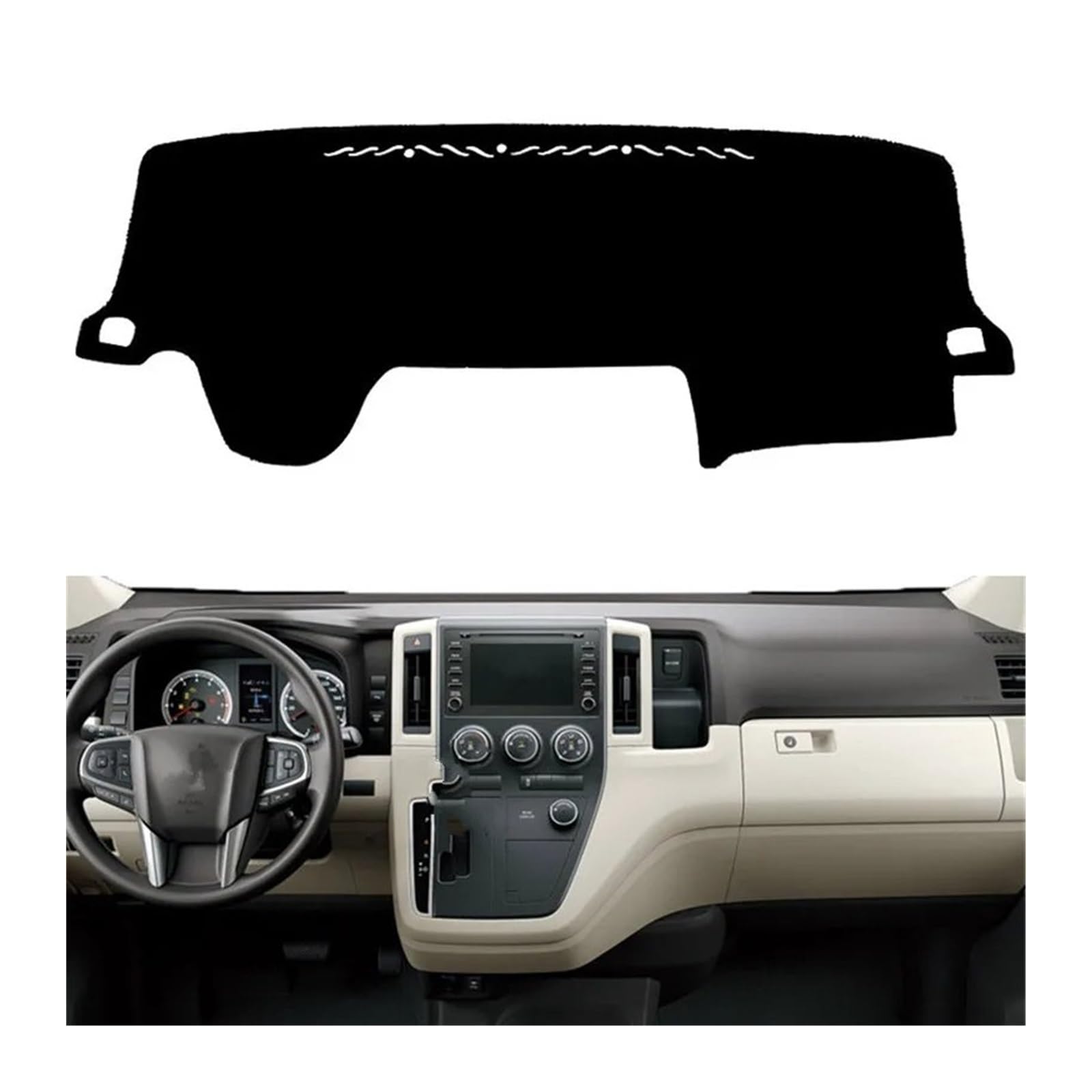 Auto Dashboard Matte Cover Für Toyota Für HiAce Für Pendler 2019-2021 Dashmat Dashboard Abdeckung Matte Pad Teppich Armaturenbrett Sonnenschutzdach Schützen Kissen(Schwarz,Lhd) von ESSUE