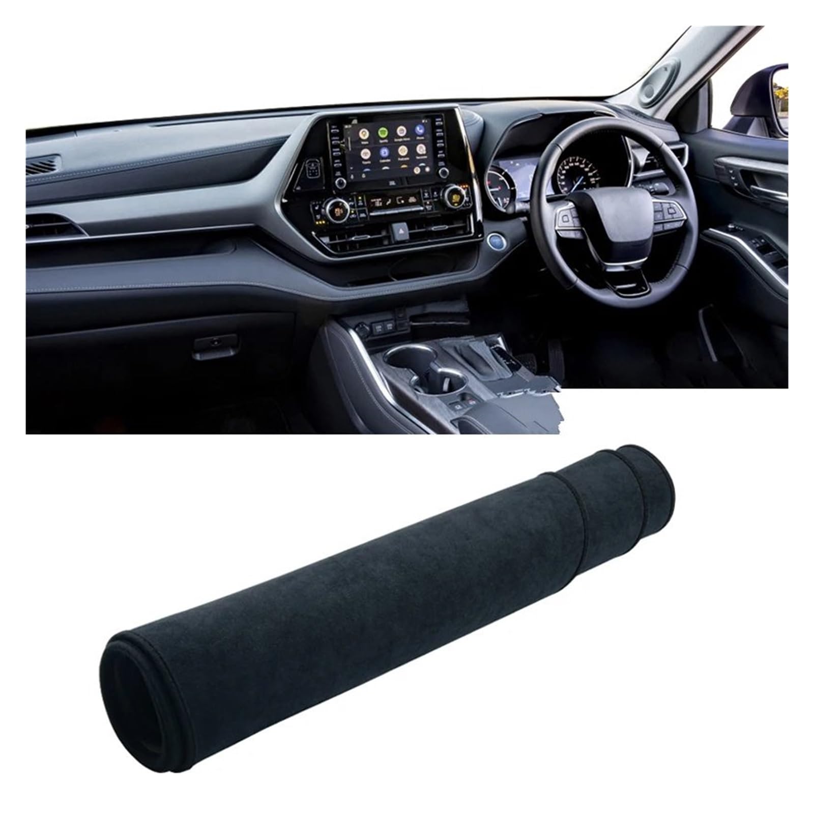 Auto Dashboard Matte Cover Für Toyota Für Highlander Für XU70 Für Kluger 2020 2021 2022 2023 2024 Auto-Armaturenbrett-Abdeckung Armaturenbrettmatte Sonnenschutz rutschfeste Unterlage(B Black RHD) von ESSUE