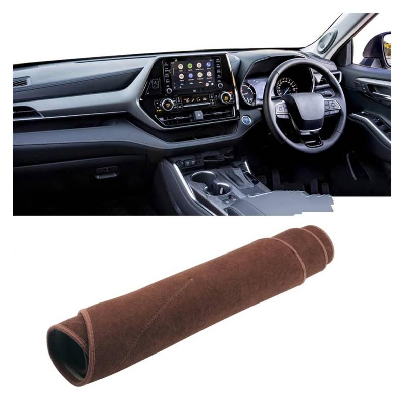 Auto Dashboard Matte Cover Für Toyota Für Highlander Für XU70 Für Kluger 2020 2021 2022 2023 2024 Auto-Armaturenbrett-Abdeckung Armaturenbrettmatte Sonnenschutz rutschfeste Unterlage(B Brown RHD) von ESSUE