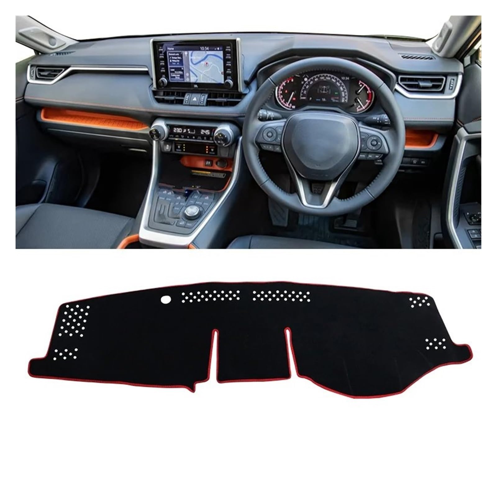 Auto Dashboard Matte Cover Für Toyota Für RAV4 Für XA50 2019-2021 2022 2023 2024 Auto-Armaturenbrett-Abdeckung Vermeiden Sie Lichtpad Sonnenschutzmatte Teppiche(A RHD Red Side) von ESSUE