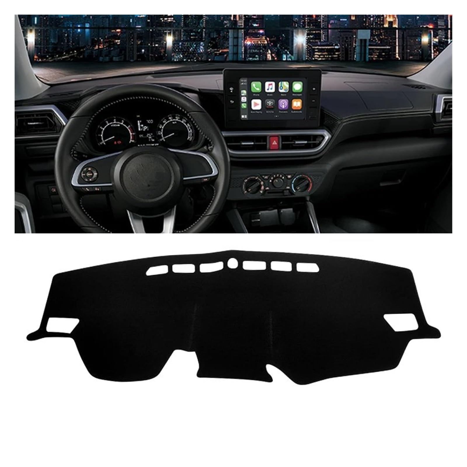 Auto Dashboard Matte Cover Für Toyota Für Raize Für Daihatsu Für Rocky Für A200 2019-2023 Auto-Armaturenbrett-Abdeckungen Matte Armaturenbrett Sonnenschutz Pad Teppiche(A LHD Black side) von ESSUE