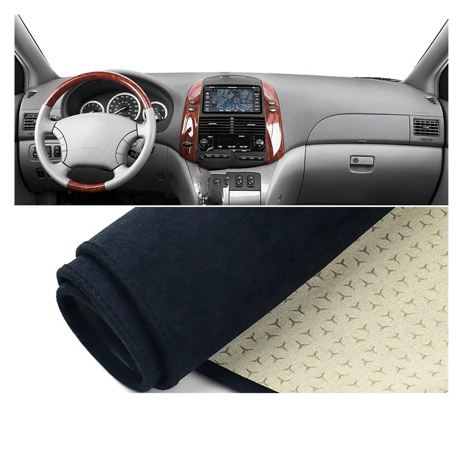 Auto Dashboard Matte Cover Für Toyota Für Sienna XL20 2. Generation 2004-2010 Auto Armaturenbrett-Abdeckungsmatte Auto Armaturenbrett Sonnenschutz Pad Teppich Cape Protector(B Black) von ESSUE