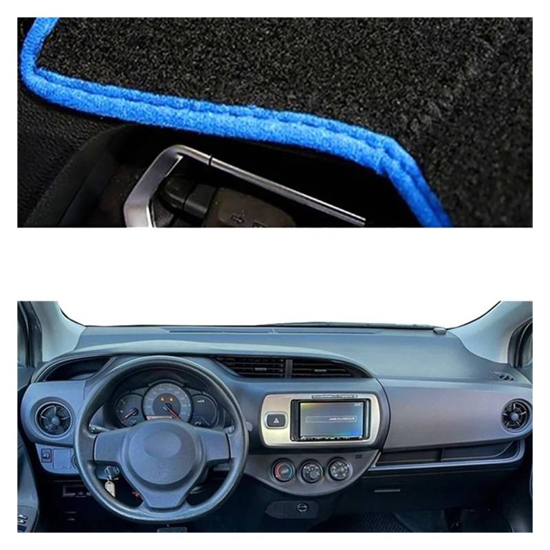 Auto Dashboard Matte Cover Für Toyota Für Vitz 2012 2013 2014 2015-2017 Auto Auto Innen Armaturenbrett Abdeckung Mittelkonsole Schutz Teppich Dashmat Sonnenschutz(Left-Blue) von ESSUE