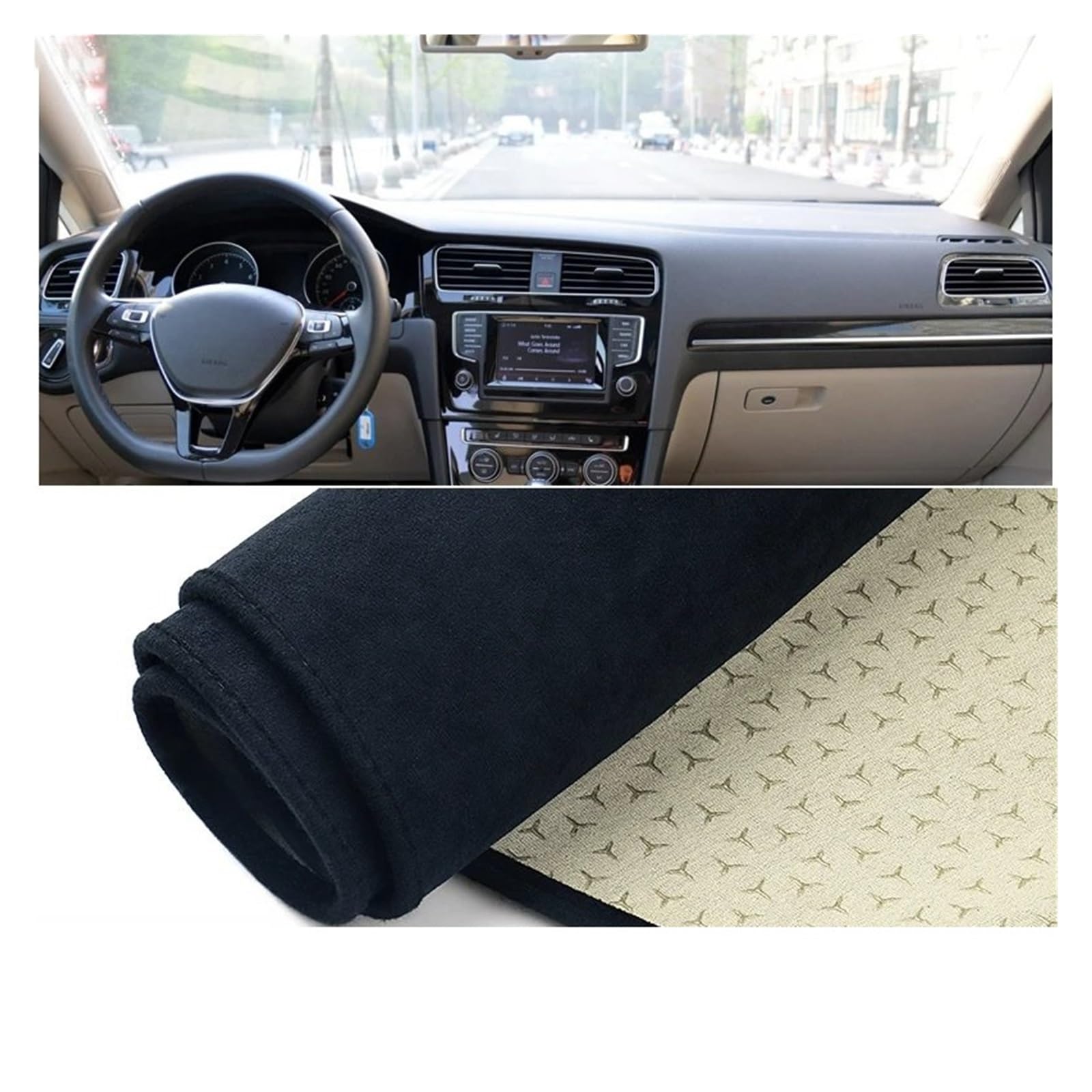 Auto Dashboard Matte Cover Für VW Für Golf 7 Für MK7 R Für Line Für GTI Für GTD 2013-2018 2019 Auto-Armaturenbrett-Abdeckung Sonnenschutzpolster Teppiche(B Black) von ESSUE