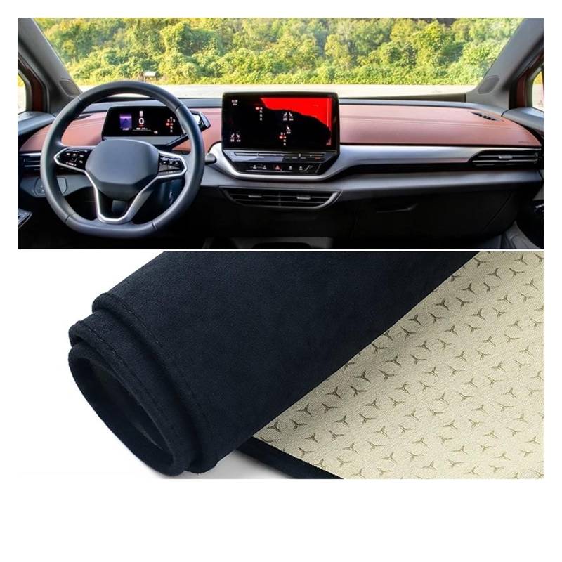 Auto Dashboard Matte Cover Für VW Für ID.4 Für ID4 2020 2021 2022 2023 Auto-Armaturenbrett-Abdeckung Sonnenschutzmatte rutschfeste Pads Schutz(B No HUD Black LHD) von ESSUE