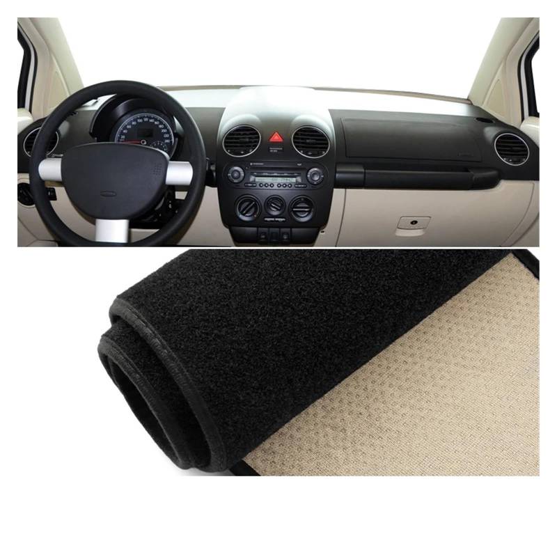 Auto Dashboard Matte Cover Für VW Für Neue Für Käfer 2003 2004 2005 2006 2007 2008 2009 2010 2011 Auto Dashboard Abdeckung Matten Instrument Teppich(A Black Side) von ESSUE