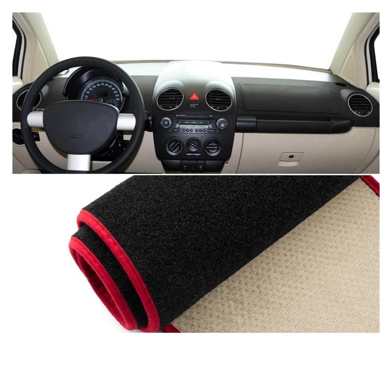 Auto Dashboard Matte Cover Für VW Für Neue Für Käfer 2003 2004 2005 2006 2007 2008 2009 2010 2011 Auto Dashboard Abdeckung Matten Instrument Teppich(A Red Side) von ESSUE