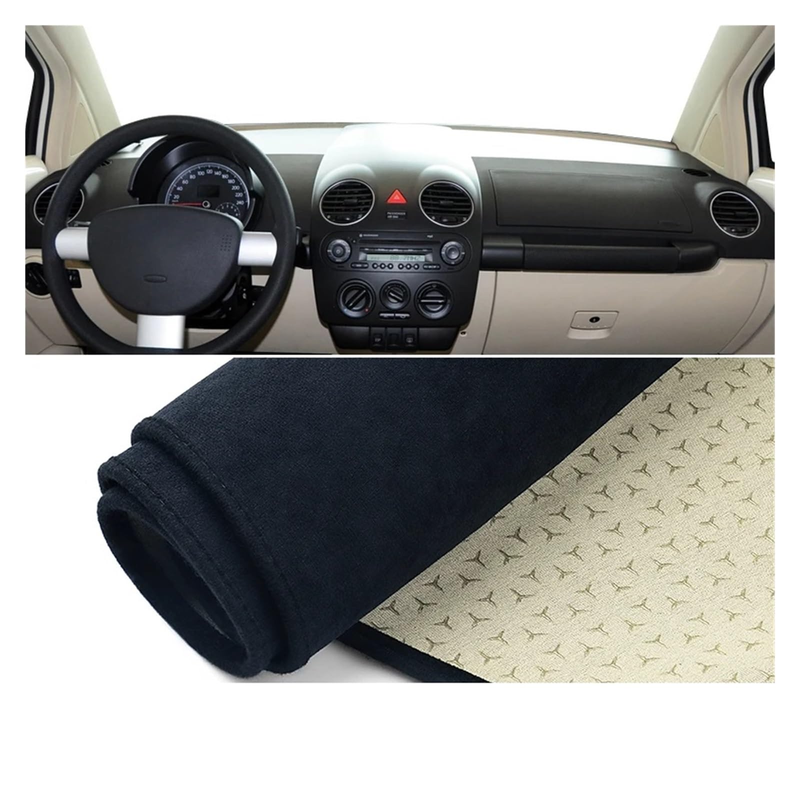 Auto Dashboard Matte Cover Für VW Für Neue Für Käfer 2003 2004 2005 2006 2007 2008 2009 2010 2011 Auto Dashboard Abdeckung Matten Instrument Teppich(B Black) von ESSUE