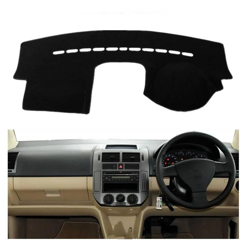 Auto Dashboard Matte Cover Für VW Für POLO Für MK4 2002 2003 2004 2005-2009 Auto Dashboard Abdeckung Pad Matte Dashmat Dash Schützen Teppich Kissen(Schwarz,RHD) von ESSUE