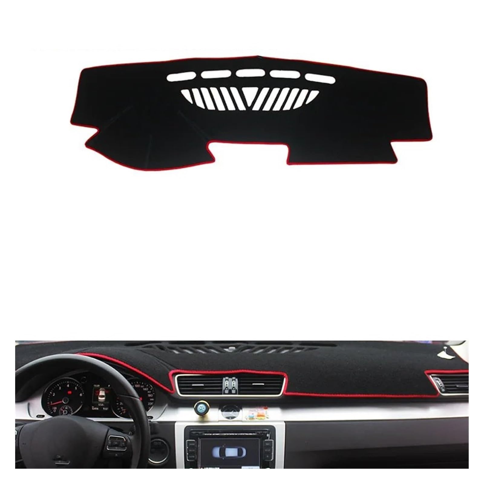 Auto Dashboard Matte Cover Für VW Für Passat Für B6 Für B7 2006-2015 Für Passat Für CC 2009-2017 Auto Armaturenbrett Licht Instrumentenplattform Teppiche Matte(Red Side) von ESSUE