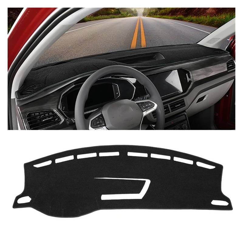 Auto Dashboard Matte Cover Für VW Für T-Cross Für T Cross 2018 2019 2020 2021 2022 2023 Auto Armaturenbrett-Abdeckungsmatte Sonnenschutzpolster Instrumententafelteppiche(LHD Black Side) von ESSUE