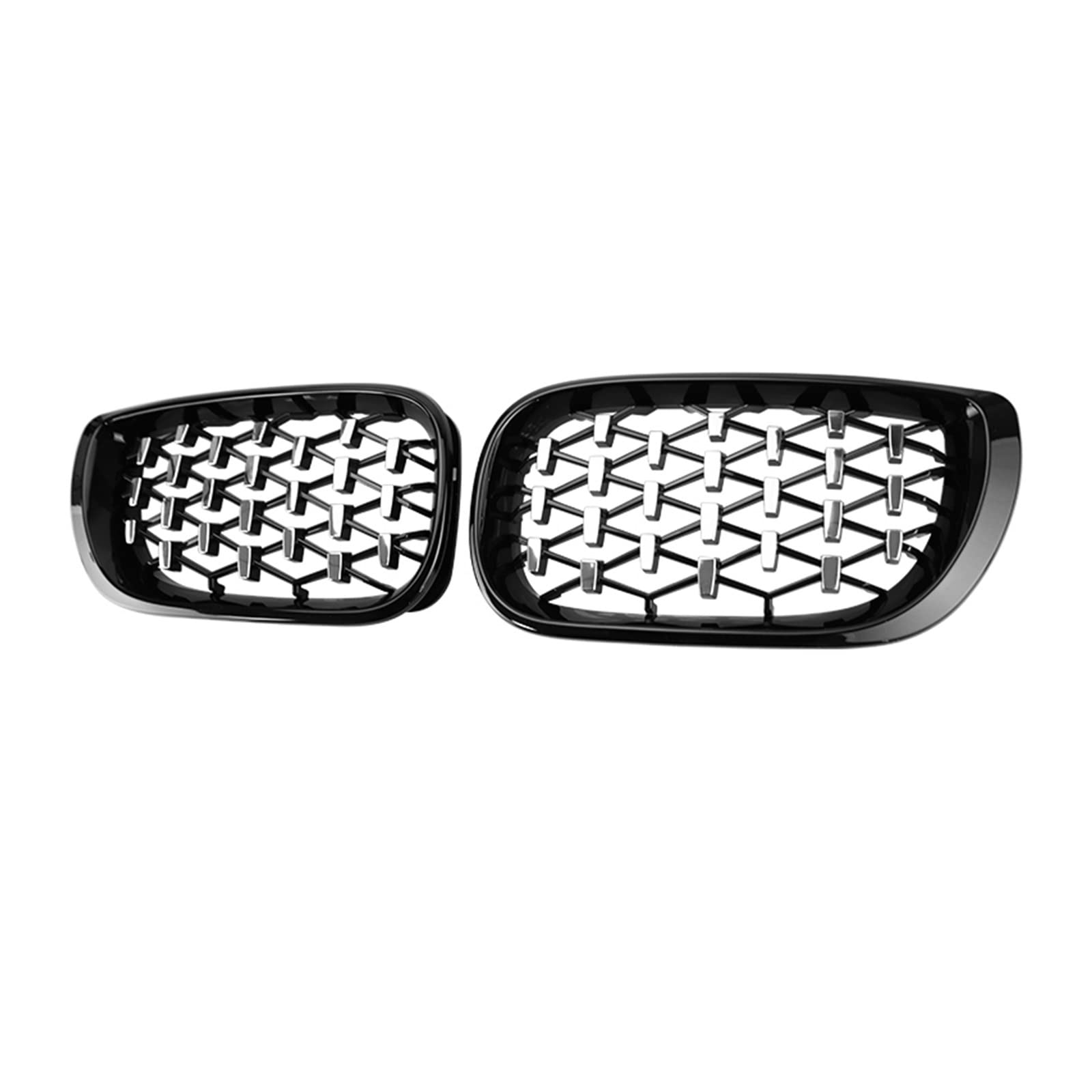 Auto Frontgrill Front Kühlergrille 1 Paar Auto-Front-Nierengrill Diamant-Kühlergrill Für 3er E46 318i 320i 325i 4-Türer 4DR 2002 2003 2004 2005 Renngrill(Black and Silver) von ESSUE