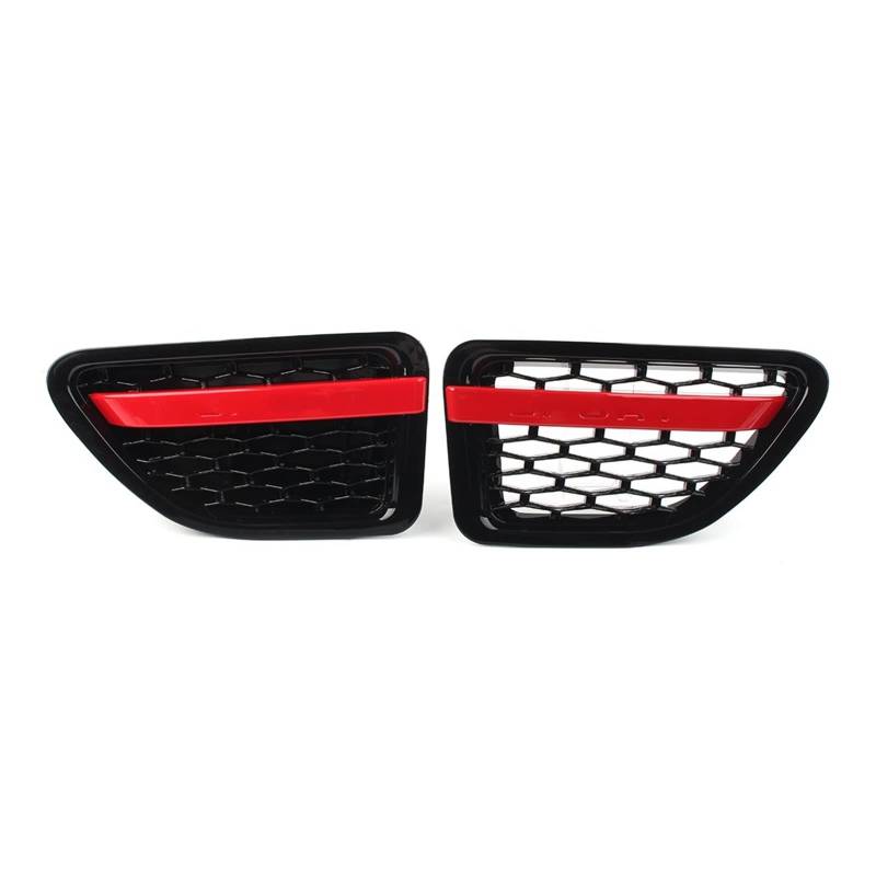 Auto Frontgrill Front Kühlergrille 2 STÜCKE Vorderseite Kotflügel Air Vent Grille ABS Grill Für Land Für Rover L320 Für Range Für Rover Sport 2005 2006 2007 2008 2009 Auto Styling(Black Black red) von ESSUE