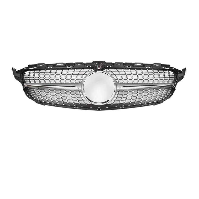 Auto Frontgrill Front Kühlergrille Diamond for GT Grille Ist Geeignet Für Benz C-Klasse W205 Frontgrill C205 C180 C200 C250 C300 C43 2015+ Front Racing Grill(Silver with Camera) von ESSUE