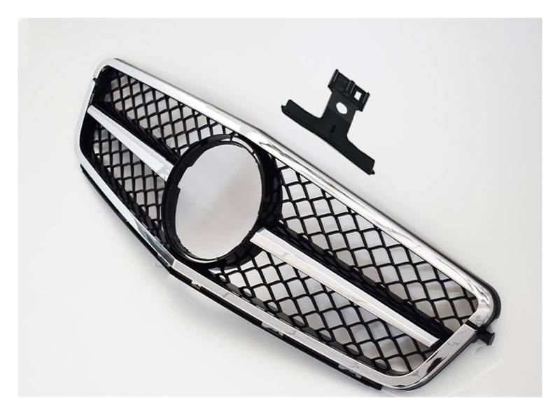 Auto Frontgrill Front Kühlergrille Fronteinlassgitter Stoßstangengrill Für Benz W204 C204 S204 C43 C 2007-2009 2010 2011 2012 2013 2014 Für AMG Für GT Für R Diamond Style Grid Tuning(Full Silvery) von ESSUE