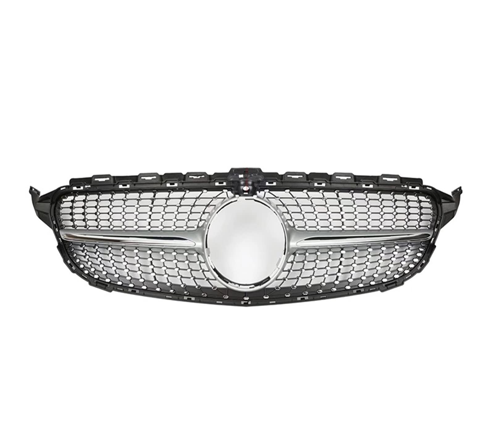 Auto Frontgrill Front Kühlergrille Für Benz C-Klasse W205 GT Diamant-Frontgrill C205 C180 C200 C250 C300 C43 2015+ Front-Renngrill Diamant-GT-Grill(Silver with Camera) von ESSUE