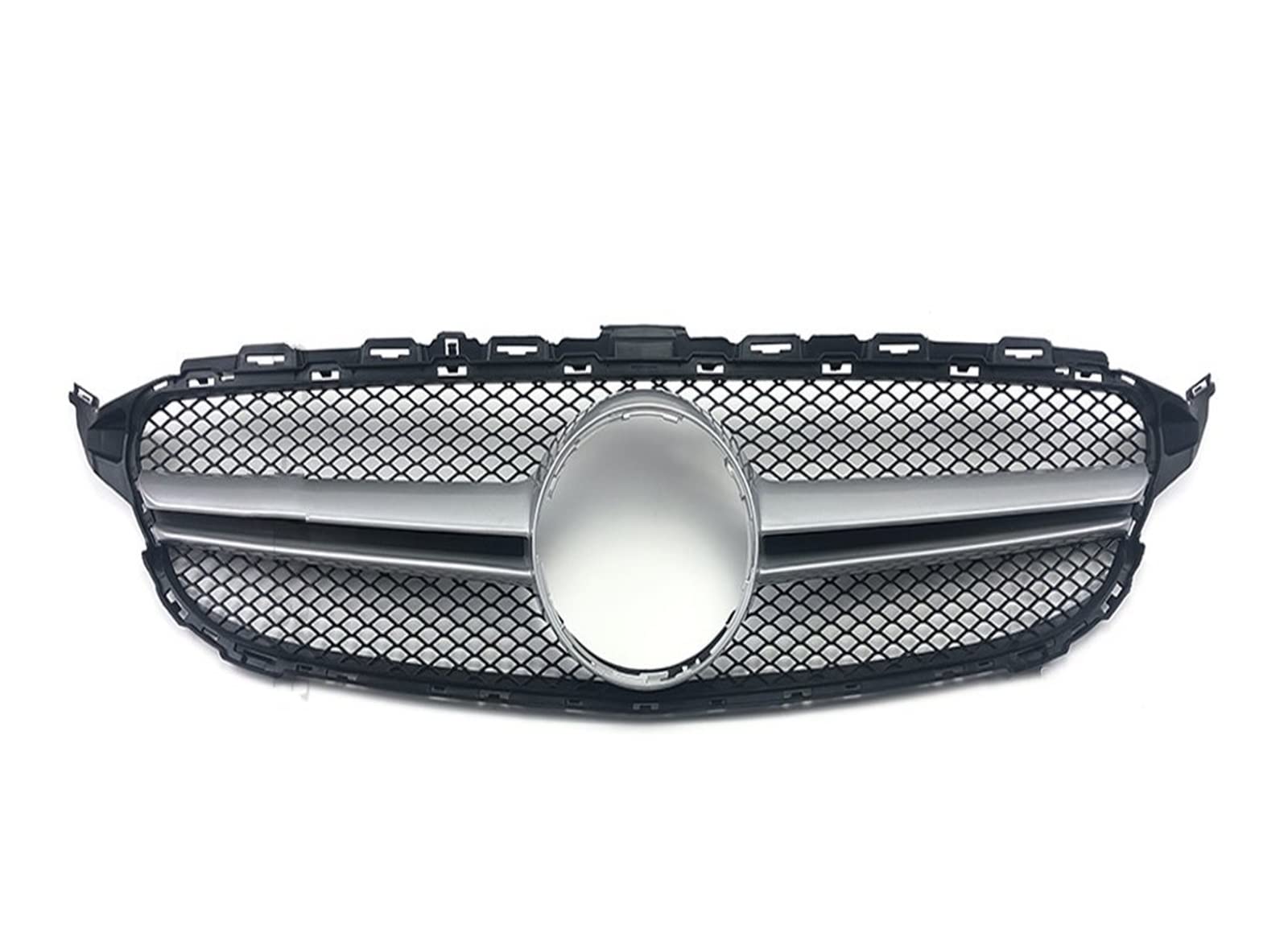 Auto Frontgrill Front Kühlergrille Für Benz W205 C205 S205 C43 C 2014-2021 C200 C260 C180 C250 C300 Für Coupe Für AMG Tuning GT Diamant Front Stoßstangengrill Frontgrill(14-18 Chrome Silvery) von ESSUE